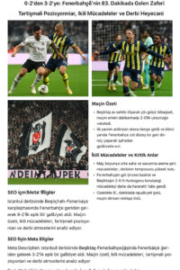 Beşiktaş – Fenerbahçe Derbisinde Fenerbahçe’den Epik Geri Dönüş: 3-2